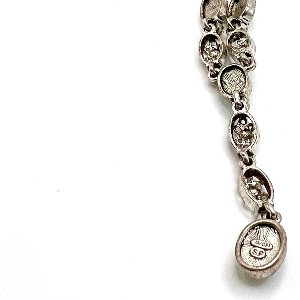 Vintage Avon Silver Tone and Green Stone Necklace - Picture 6 of 6